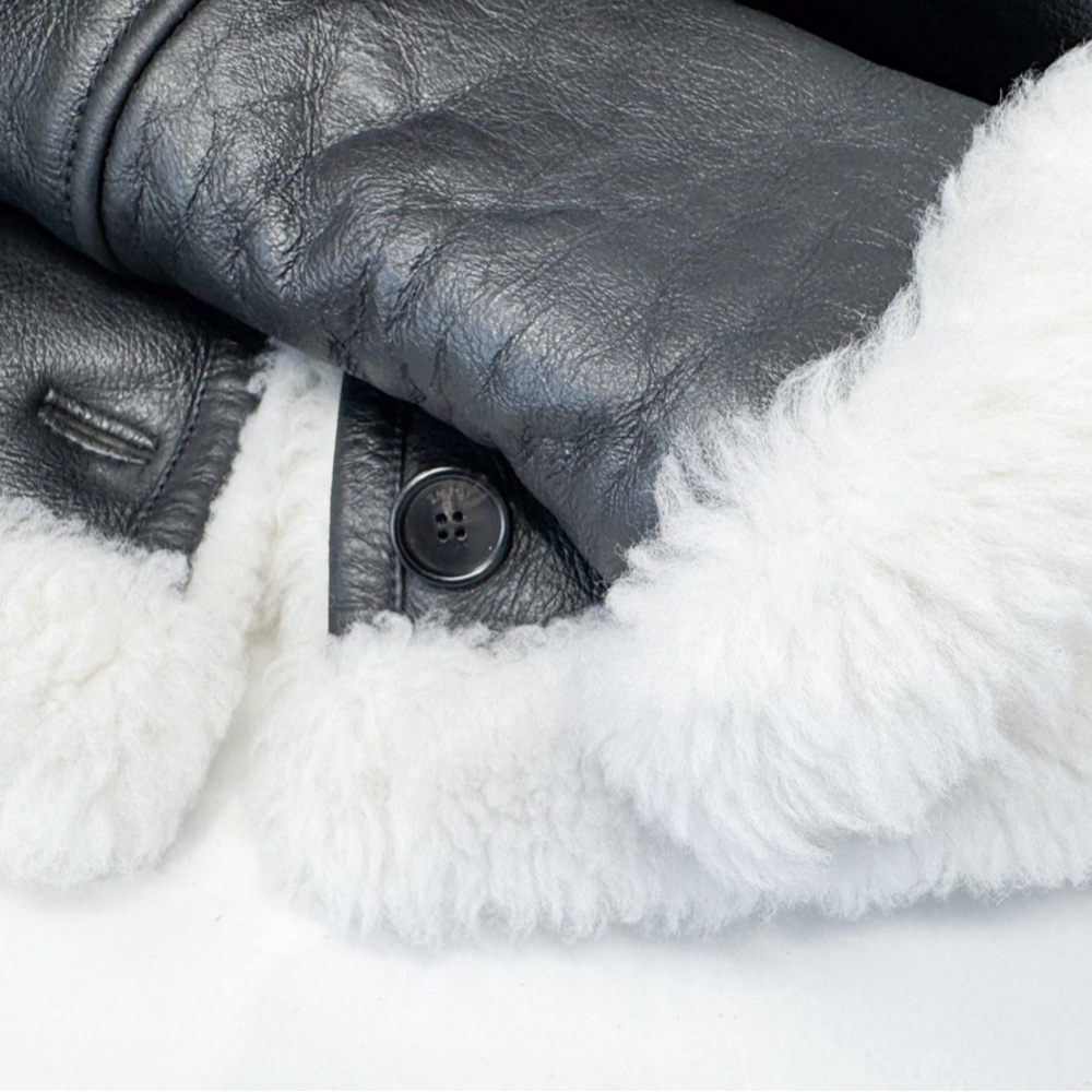 Loewe Black and White Shearling Leather Jacket - Picture 10 of 12